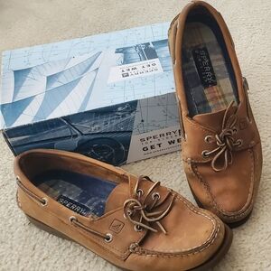 Sperry Tan Leather Boat Loafers Shoes 9m